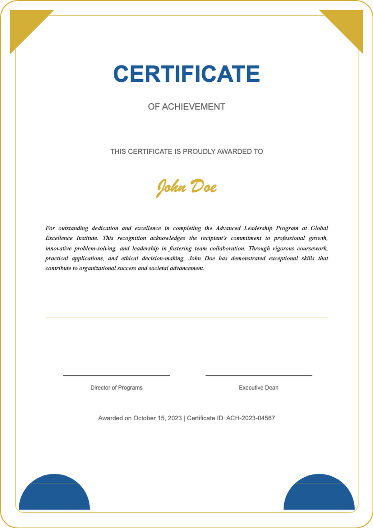 Elegant certificate of achievement with gold and blue accents_variant_3